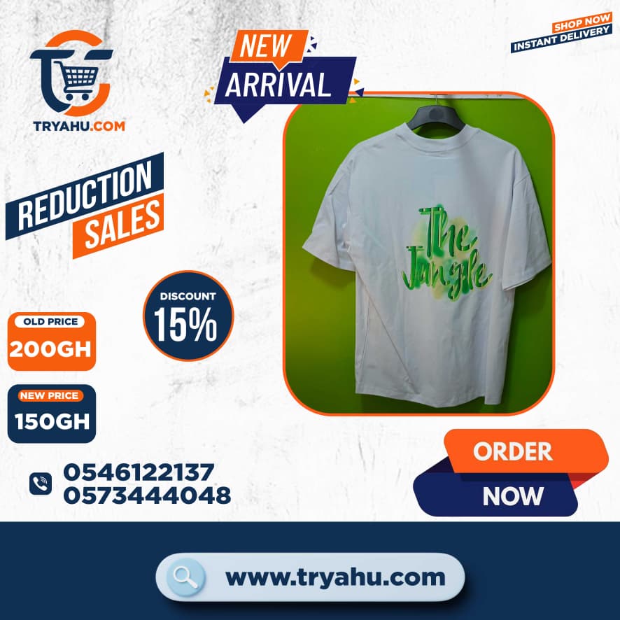 Heavy 100% Cotton T-Shirts for Men | Durable, Stylish & Comfortable | Tryahu Ghana